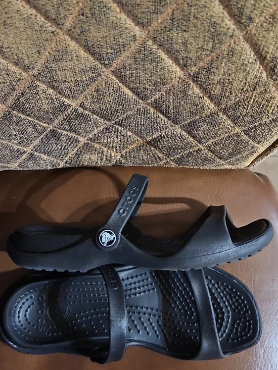 Crocs Cleo Slip On Slides Sandals Shoes Black - Picture 3 of 5